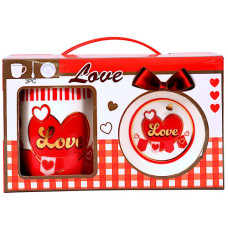VLT MUG SET 3PC W/SAUCER&SPOON IN BOX