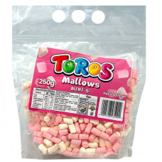 SWT MALLOWS MINI PINK & WHITE 250G TOROS