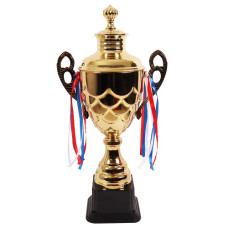 TROPHY METAL CUP 55CM GOLD W/RIBBONS