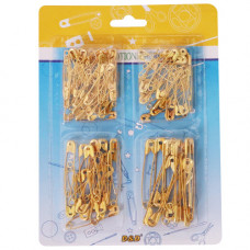 HABBY PINS SAFETY PINS 125PC ASST GOLD