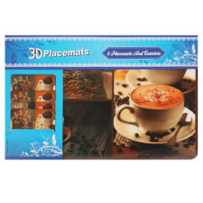 PLACEMAT & COASTER SET 3D 12PCS PVC ASST