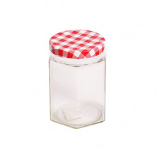 GLASS JAR HEX 8CM W/LID