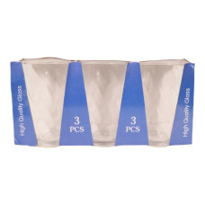 GLASS TUMBLER SET 3PC CLEAR W/DESIGN