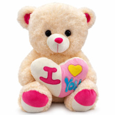 PLUSH TEDDY PINK W/HEART COLOR
