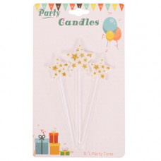 CANDLE BIRTHDAY  STARS WITH GOLD GLITTER