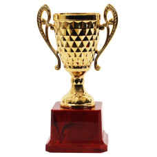 TROPHY PL CUP 15CM GOLD W/DIAMOND SHAPES