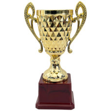 TROPHY PL CUP 20CM GOLD W/DIAMOND SHAPES