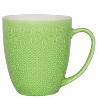 MUG COFFEE 10CM 2TONE EMBOSSD PLAIT PRNT