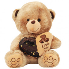 PLT TEDDY 40CM BROWN W/SEQUINCE HEART