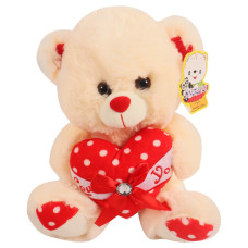 PLT TEDDY 23CM WHITE W/1 RED SEQ HEART