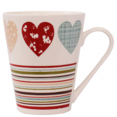 VLT MUG 10CM V-SHAPED W/COLOR HEARTS