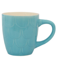 MUG COFFEE  8CM 2TONE LRG SCALE EMBOSSED