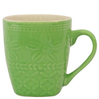 MUG COFFEE  8CM 2TONE EMBOSSED ASST COLS