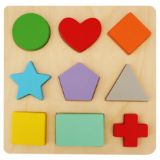 TOY WOODEN PUZZLE SHAPES 9PC