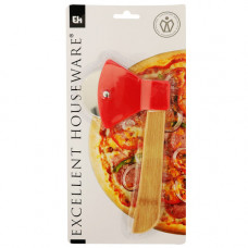 PIZZA CUTTER W/BAMBOO HANDLE 18CM