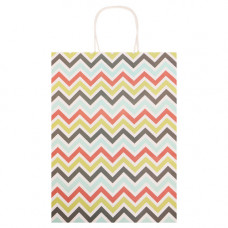 GIFT BAG 32X25CM ZIG ZAG DIFF COLOURS