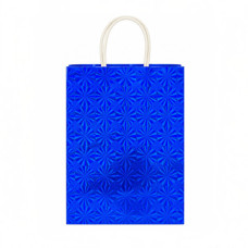 GIFT BAG 18.5X24CM BLUE METALIC W/PRINT