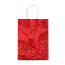 GIFT BAG 25X18CM HOLLOGRAM RED MED