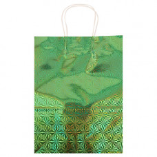 GIFT BAG 32X25CM HOLOGRAM GREEN LRG