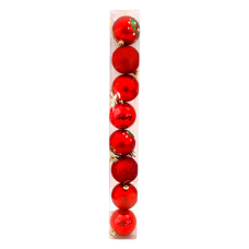 XM DECO BALLS  8PC RED W/GOLD
