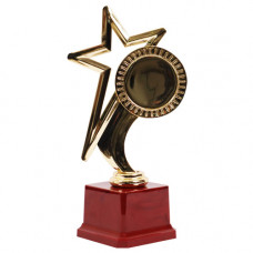 TROPHY PL CUP 22CM GOLD W/CIRCLE&STAR