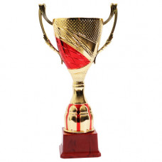 TROPHY PL CUP 27CM GOLD WITH RED