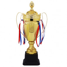 TROPHY METAL CUP 61CM GOLD W/RIBBON