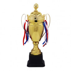 TROPHY METAL CUP 46CM GOLD W/RIBBON