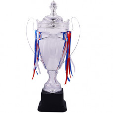 TROPHY  METAL CUP 66CM SILVER W/RIBBONS