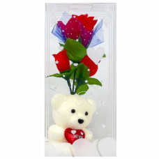 VLT ROSE W/WHITE TEDDY+I LOVE YOU