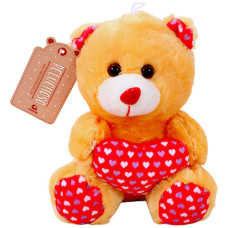 PLUSH TEDDY W/HEART+HEART DESIGN