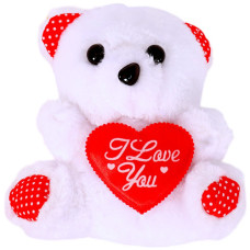 PLUSH TEDDY W/HEART&DOTS ASST COL