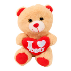 PLUSH TEDDY W/I LOVE U HEART 2TONE