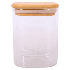 GLASS JAR 10X8CM CLEAR W/WOODEN LID