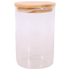 GLASS JAR 15.5X10CM CLEAR W/WOODEN LID
