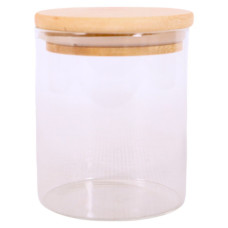 GLASS JAR 11X8CM CLEAR W/WOODEN LID