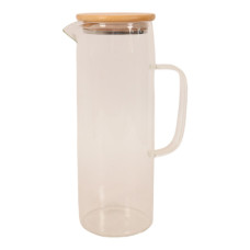 GLASS JAR 24CM CLEAR W/WOODEN LID ROUND