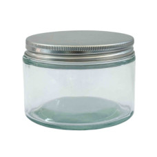 GLASS JAR 8.5X5CM CLEAR W/SLIVER LID
