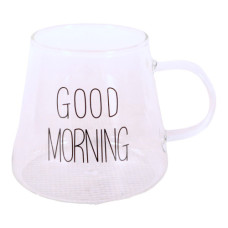 GLASS MUG 8CM CLEAR W/WRITING