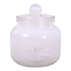 GLASS JAR W/KNOB LID CLEAR 16CM
