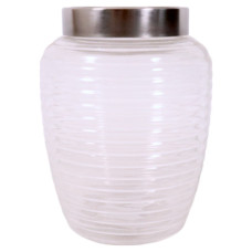 GLASS JAR 20.5CM CLEAR W/SILVER LID
