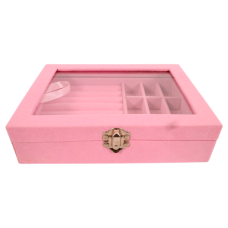 JEWELLERY BOX VELVET W/RING COMPARTMENT/
