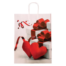 GIFT BAG 32X42CM HEART/BOX DESIGN ASST