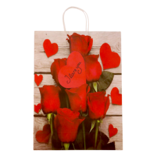GIFT BAG 32X42CM ROSE/HEART DESIGN ASST