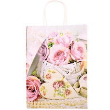 GIFT BAG 18.5X25.5CM ROSE/FLWER/HEART