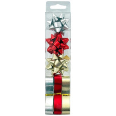 RIBBON SHINY 6PC BOWS W/STRINGS