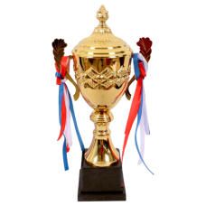 TROPHY METAL CUP 42.5CM GLD/W RIBBONS