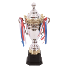 TROPHY METAL CUP 45CM SILVER&GLD W/DSIGN