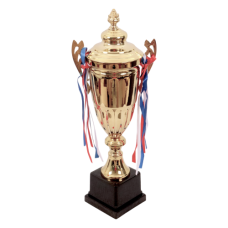 TROPHY  METAL CUP 48CM GLD W/RIBBONS