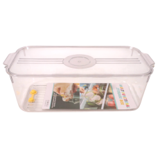 PL CONT 1s RECT CLEAR W/LID & DESIGN